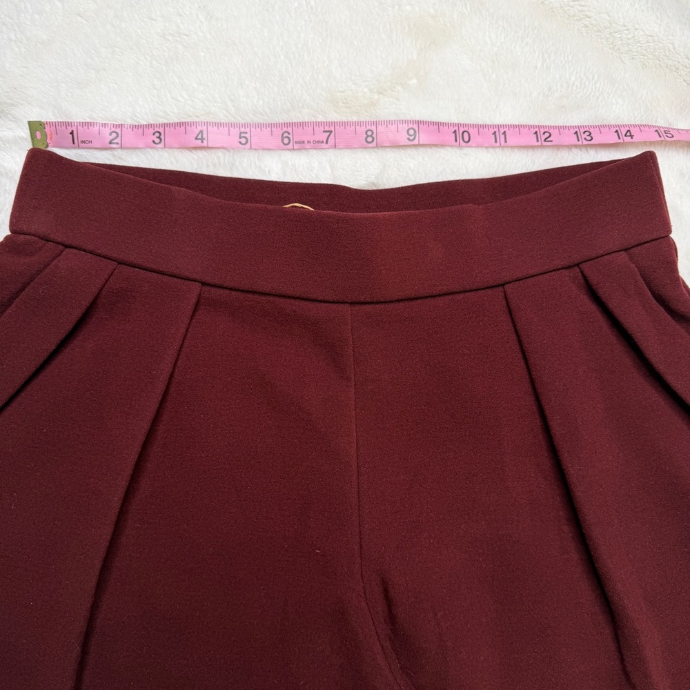 OGL Wool Blend Ponte Wide Leg Pull On Pants Burgundy Petite M NWT - Picture 3 of 6